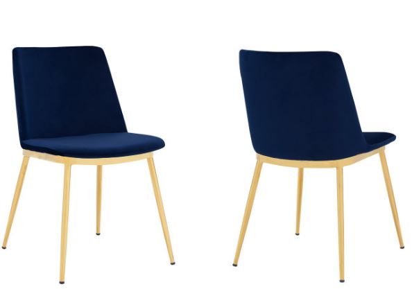 Photo 1 of Armen Living Messi Modern Dining Room Chairs (Set of 2) - Jewel Blue
