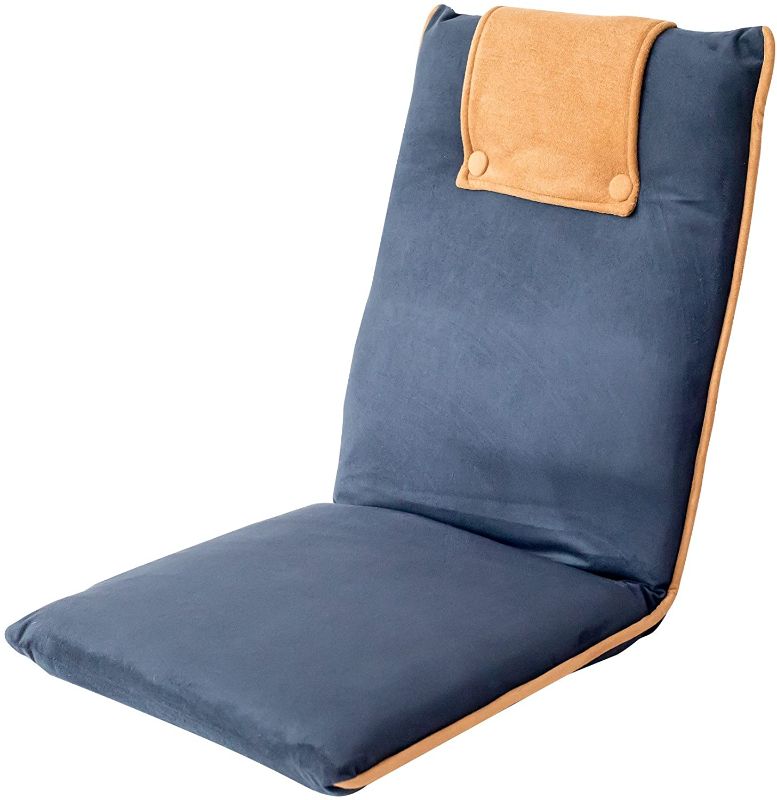 Photo 1 of 
bonVIVO Padded Floor Chair - Easy II Floor Seating for Adults w/Adjustable Backrest, Blue & Beige
Color:Blue & Beige