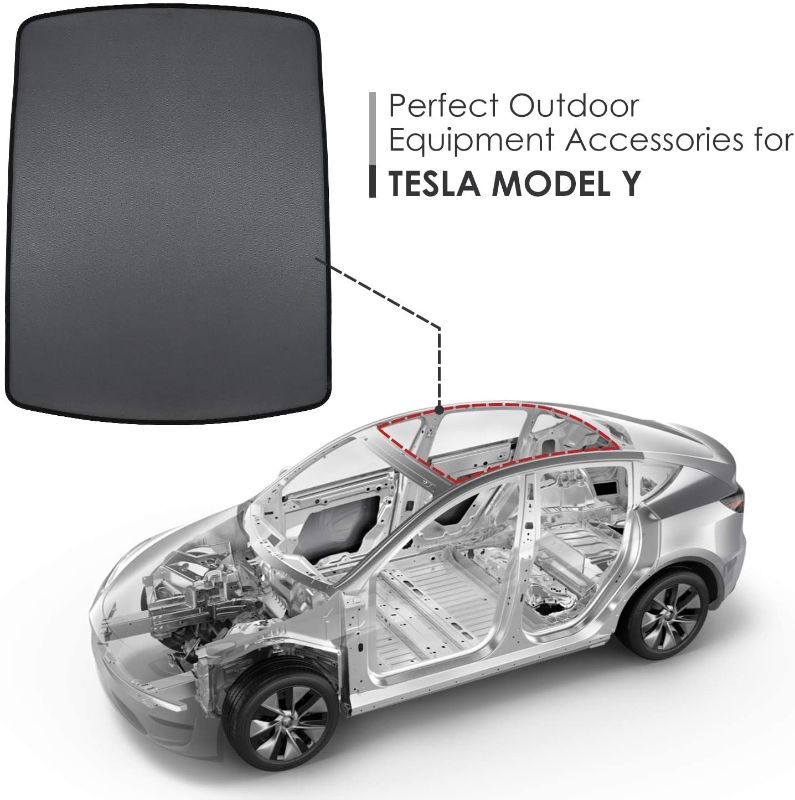 Photo 1 of 
BASENOR Tesla Model Y Glass Roof Sunshade with UV/Heat Insulation Cover Set of 2 2020 2021 (Won't Sag)
Color:Black