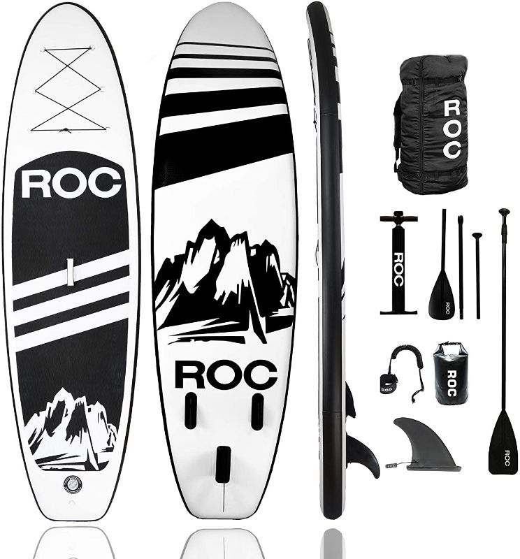 Photo 1 of 
Roc Inflatable Stand Up Paddle Board with Premium sup Accessories & Backpack, Non-Slip Deck, Waterproof Bag, Leash, Paddle and Hand Pump.
Color:Black