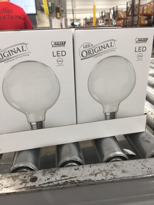 Photo 2 of 100-Watt Equivalent G40 Dimmable Straight Filament White Glass E26 Vintage Edison LED Light Bulb, Soft White
2 PACKS