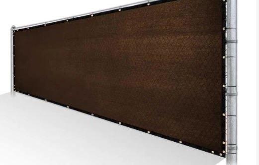 Photo 1 of 4 ft. x 8 ft. Brown Privacy Fence Screen HDPE Mesh Windscreen with Reinforced Grommets for Garden Fence (Custom Size)