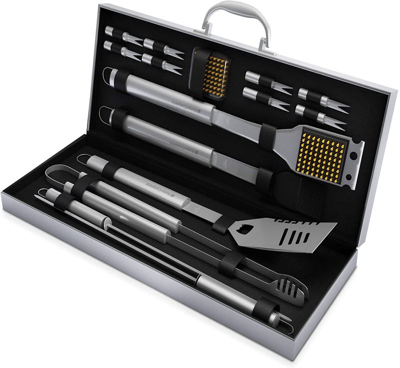 Photo 1 of 
Home-Complete HC-1000 BBQ Accessories – 16PC Grill Set with Spatula, Tongs, Skewers, Case – Barbecue Tools for Father’s Day, Wedding,...