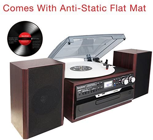 Photo 1 of 
Boytone Bluetooth Classic Style Record Player Turntable with AM/FM Radio, CD/Cassette Player, 2 Separate Stereo Speakers, Record from Vinyl, Radio,..