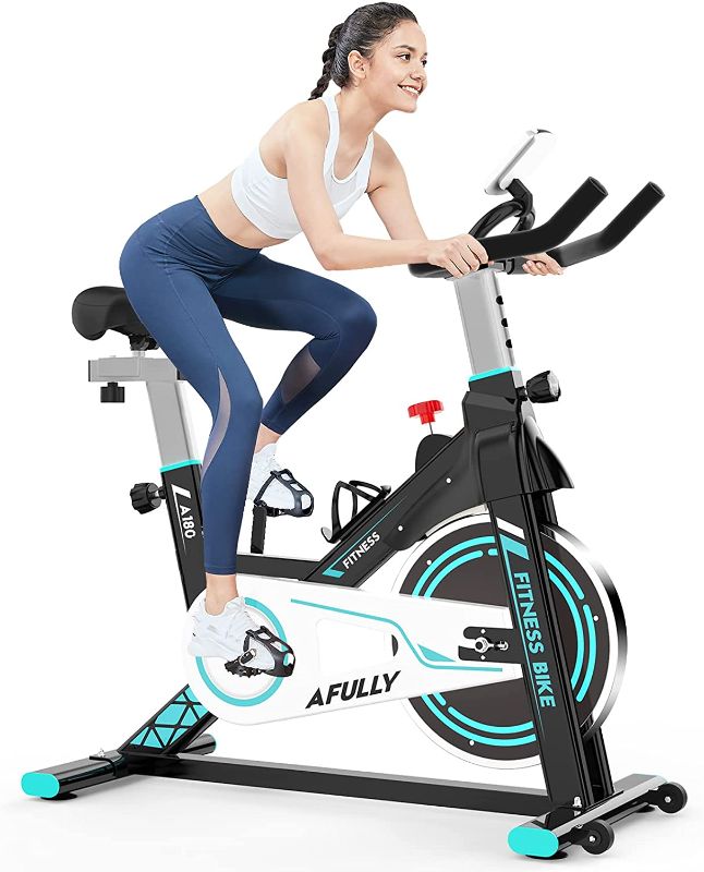 Photo 1 of Afully Indoor Exercise Bikes Stationary Fitness Bike Upright Cycling Belt Drive with Adjustable Resistance, LCD Monitor&Phone Holder Quiet for Home Cardio Workout
