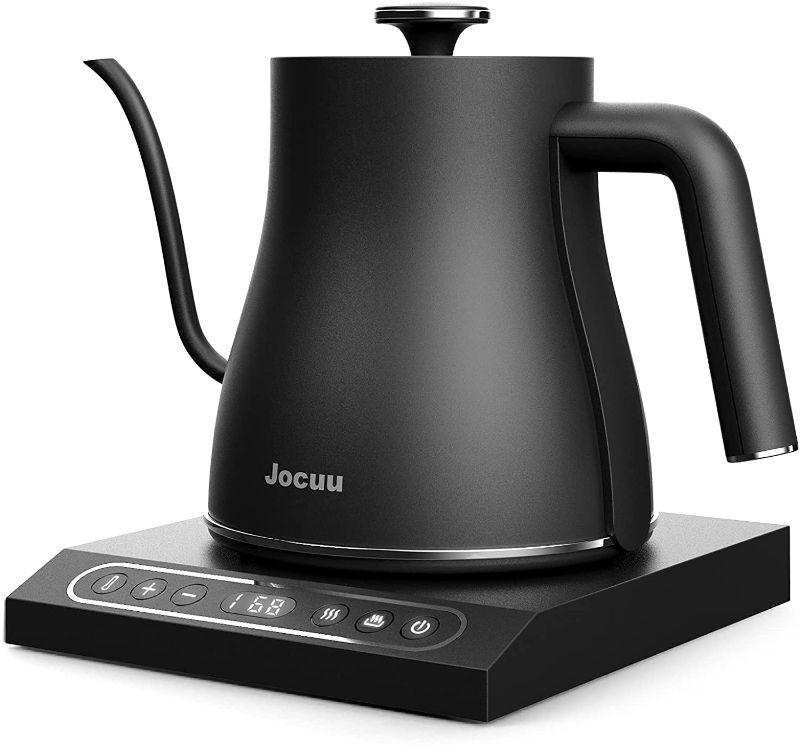 Photo 1 of Gooseneck Electric Kettle Variable Temperature Control, Jocuu Pour Over Coffee Kettle Tea Kettle, 1200W Rapid Heating, Temperature Holding, 100% Stainless Steel Inner, 0.8L, BPA Free, Matt Black
