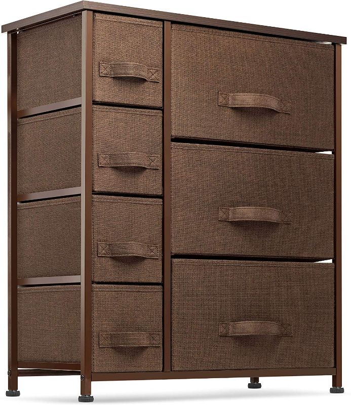 Photo 1 of 7 Drawers Dresser - Furniture Storage Tower Unit for Bedroom, Hallway, Closet, Office Organization - Steel Frame, Wood Top, Easy Pull Fabric Bins Brown/Brown
