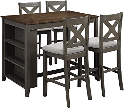 Photo 1 of (BOX 1 OF 2) (THIS IS NOT A COMPLETE DINING SET: missing other box) OSP Home Furnishings Century 5-Piece Dining Set, Slate Grey (DAMAGED CORNERS) 
