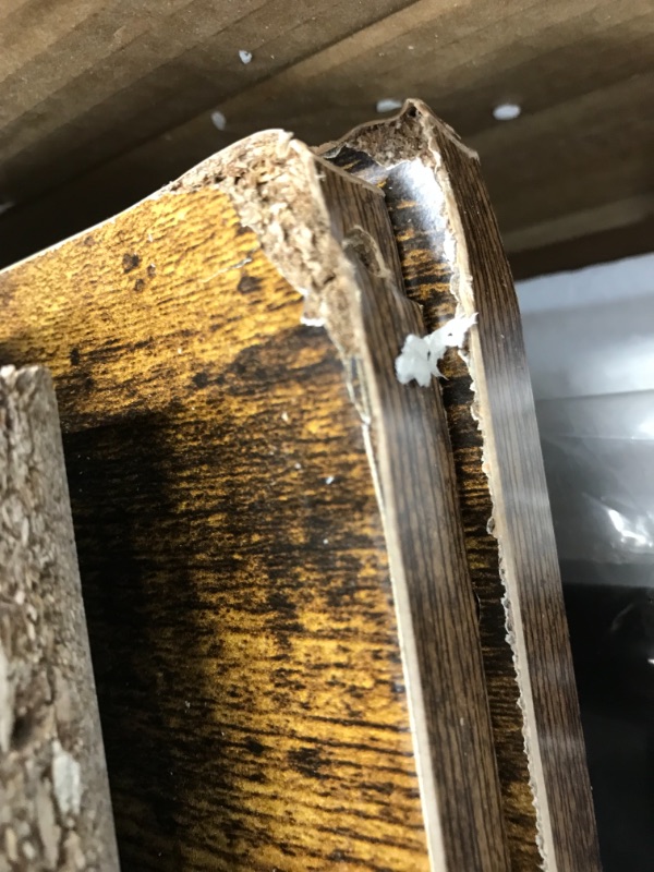 Photo 3 of (DAMAGED BOARDS) 
NA Nutmeg Brown Finish Black Frame Entryway Hall Tree Coat Hanger Shoe Rack Storage Bench with 5 Hooks