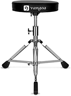 Photo 1 of (TORN MATERIAL) 
Drum Set Throne Double Braced Portable Folding Padded Drum Seat Adjustable Height Tripod Drumming Stools with Rubber Feet for Drummers Kids Adults, by Vangoa
