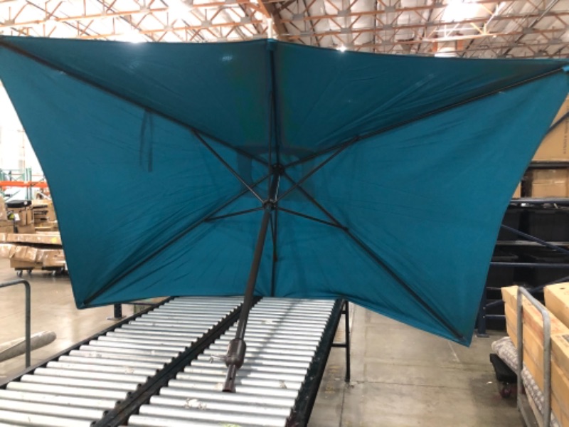 Photo 2 of Blissun 10' Rectangular Patio Umbrella Outdoor Market Table Umbrella with Push Button Tilt and Crank (Cerulean)
