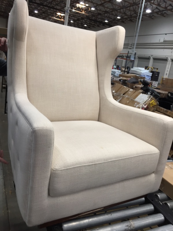 Photo 2 of Amazon Brand – Stone & Beam Rosewood Button-Tufted Upholstered Wingback Accent Chair, 30"W, Cream