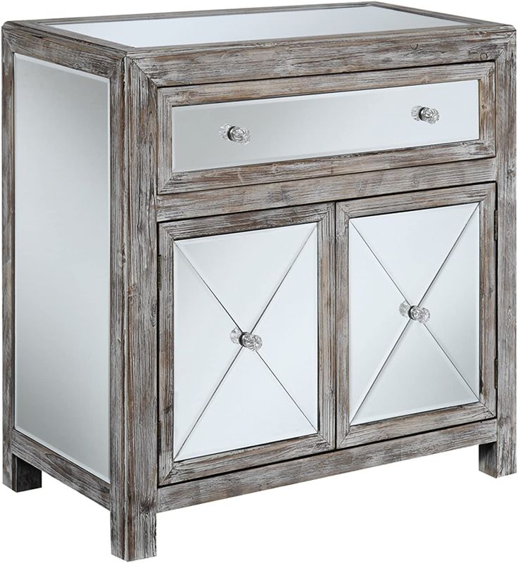 Photo 1 of **SMALL DAMAGE* Convenience Concepts Gold Coast Vineyard 2 Drawer Mirrored Cabinet