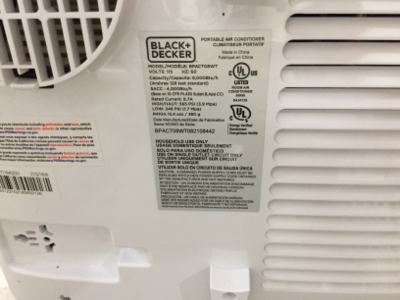 Photo 6 of **NONFUNCTION** ALBLACK+DECKER™ 8,000 BTU Portable Air Conditioner