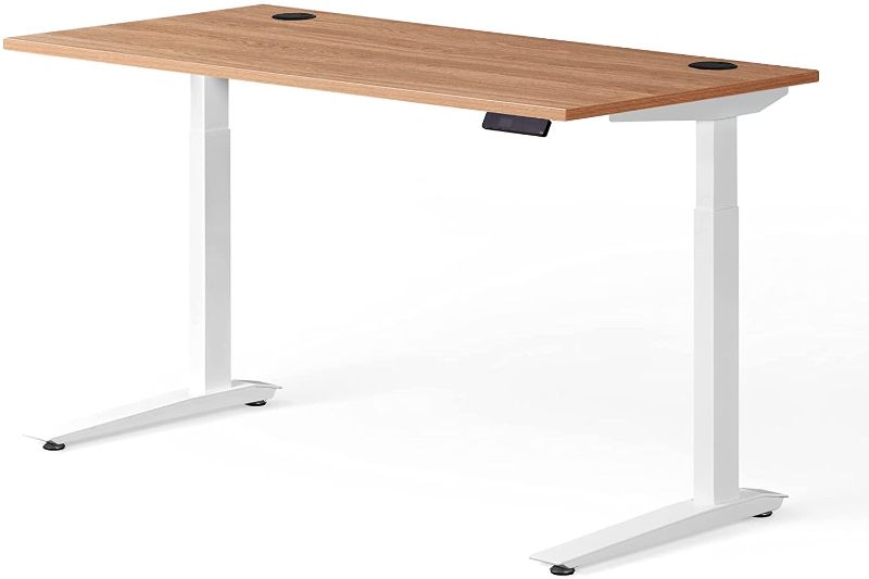 Photo 1 of Fully Jarvis Standing Desk 48" x 27" Oak Laminate Top - Electric Adjustable Desk Height from 30" to 49" with Memory Preset Controller (Rectangle, White Frame)
