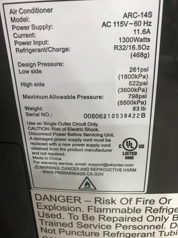 Photo 5 of Whynter ARC-14S 14,000 BTU Dual Hose Portable Air Conditioner, Dehumidifier, Fan with Activated Carbon Filter Plus Storage Bag for Rooms up to 500 sq ft, Platinum and Black
