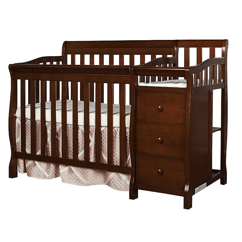 Photo 1 of Dream On Me Jayden 4-in-1 Mini Convertible Crib And Changer in Espresso, Greenguard Gold Certified
