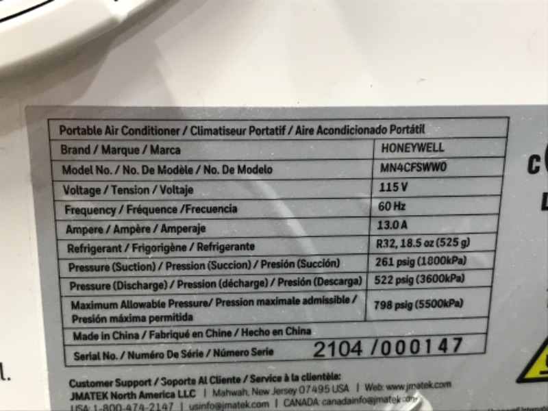 Photo 5 of MISSING ACESSORIES
Honeywell 14,000 BTU Portable Air Conditioner, Dehumidifier & Fan - White, MN4CFSWW0
