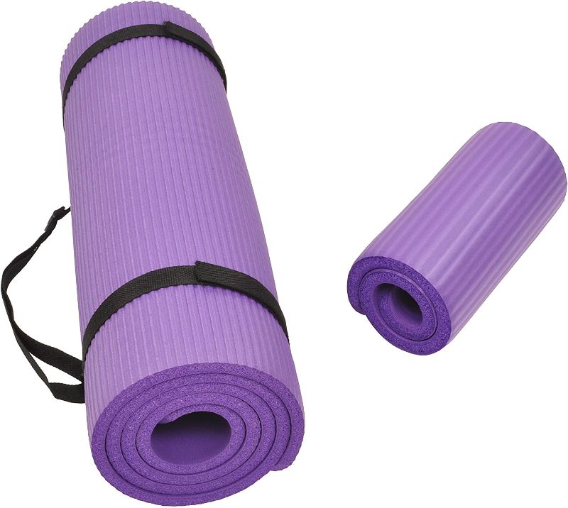 Photo 1 of BalanceFrom GoYoga+ All-Purpose 1/2-Inch Extra Thick High Density Anti-Tear Exercise Yoga Mat and Knee Pad with Carrying Strap
