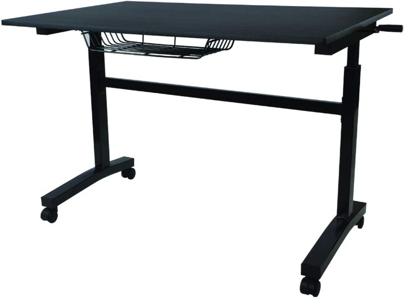 Photo 1 of Atlantic Crank Adjustable Height Desk - Sit or Stand at This Large Workspace, Heavy Gauge Steel Frame in Black
