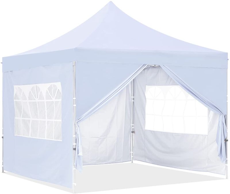 Photo 1 of 10x10 Ft Outdoor Pop Up Canopy Tent, Commercial Portable Instant Folding Shelter Gazebos Blue Waterproof Canopies with Carrying Bag BEIGE 