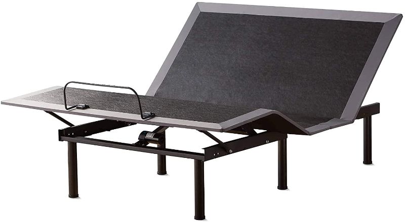 Photo 1 of LUCID L150 Bed Base – Upholstered Frame – Head and Foot Incline – Wireless Remote Control Adjustable, Full, Charcoal
