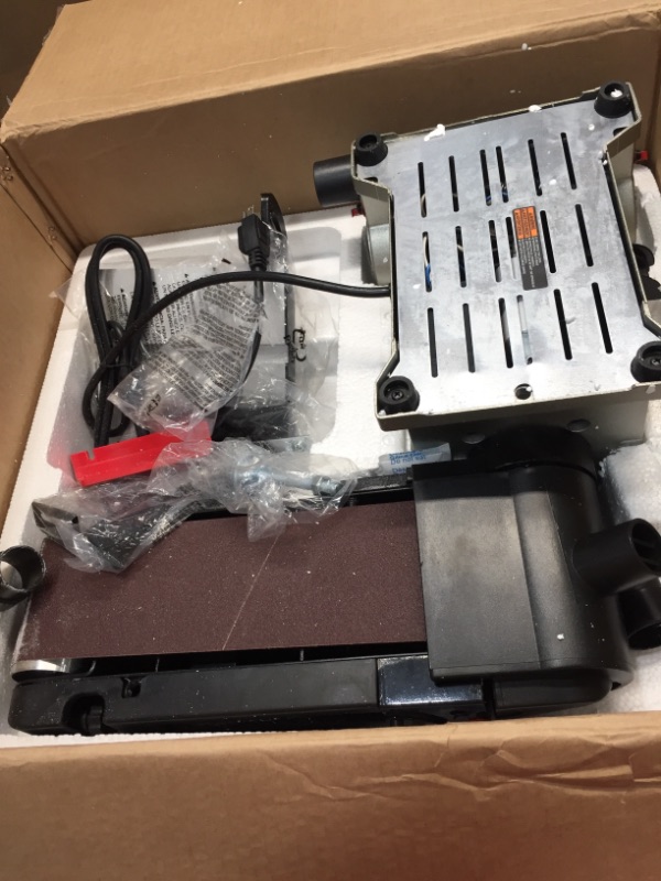 Photo 1 of BUCKTOOL BD4801 Bench Belt Sander 4 in. x 36 in Belt and 8 in. Disc Sander with 3/4HP Direct-drive Motor
