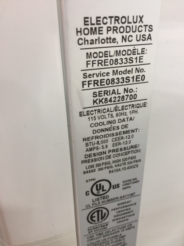 Photo 1 of Frigidaire FFRE0833SE 8000 BTU 115V Window-Mounted Mini-Compact Air Conditioner