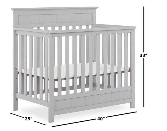 Photo 1 of Harbor 4-in-1 Pebble Grey Convertible Mini Crib