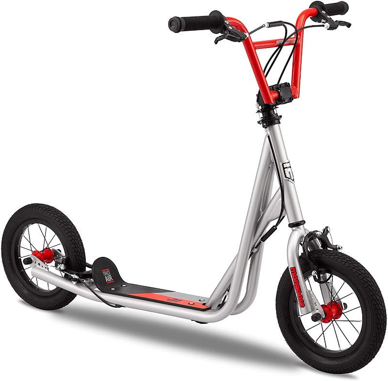 Photo 1 of Mongoose Trace Youth/Adult Kick Scooter Folding and Non-Folding Design, Regular, Lighted, and Air Filled Wheels, RED AND SILVER