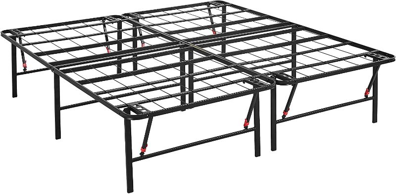 Photo 1 of Amazon Basics Foldable, 18" Black Metal Platform Bed Frame with Tool-Free Assembly, No Box Spring Needed - King