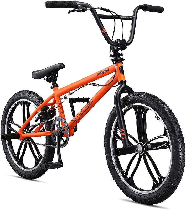 Photo 1 of Mongoose Legion Freestyle Sidewalk BMX Bike for-Kids, -Children and Beginner-Level to Advanced Riders, 16-20-inch Wheels, Hi-Ten Steel Frame, Micro Drive 25x9T BMX Gearing