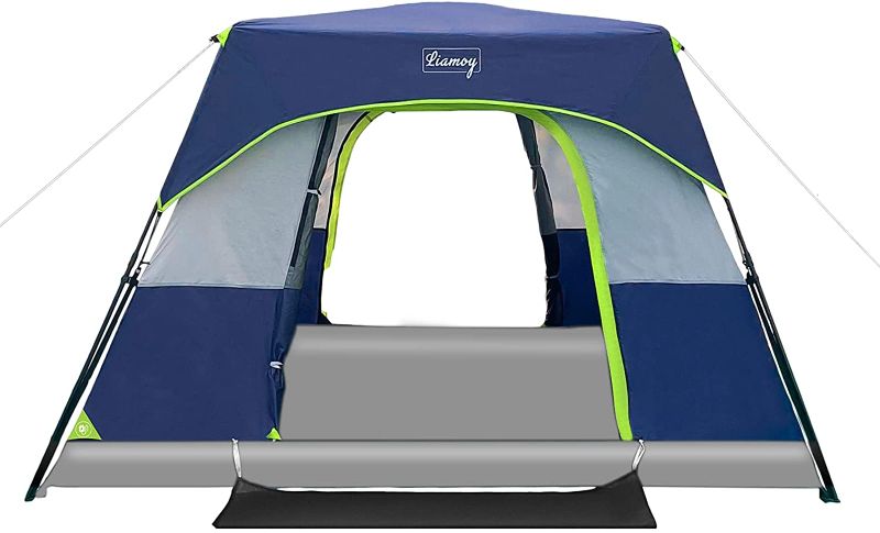 Photo 1 of 6-Person Tent/Instant for Camping Waterproof Windproof Family 60 Seconds/Easy Setup Cabin Tent with Top Rainfly, Double Layer,4 Large Mesh Windows,2 Mesh Door,Provide 2 pcs Gate Mat Camping Tent-10'X9'X78''(H)
