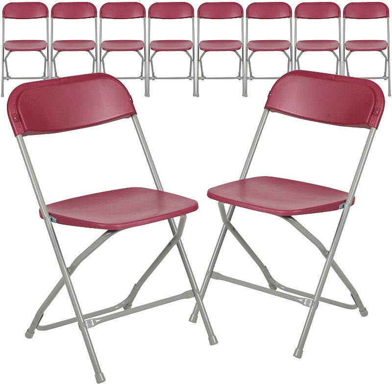 Photo 1 of Flash Furniture LE-L-3 Hercules Series Premium Plastic Folding Chair, Red - 10 PACK