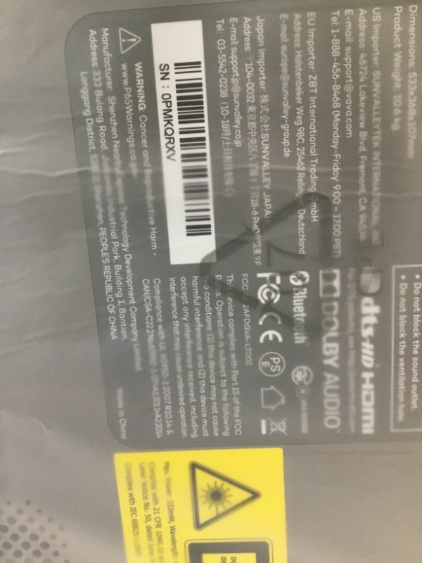 Photo 1 of VAVA 4K Ultra Short Throw Laser TV
