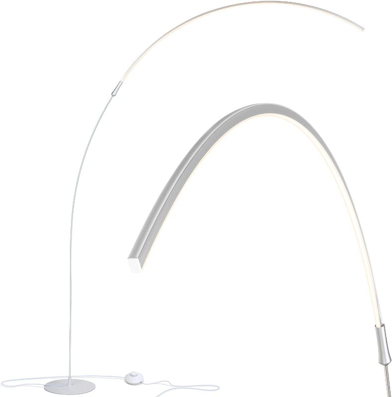 Photo 1 of Brightech Sparq - Hanging, LED Arc Floor Lamp - Over The Couch, Contemporary Standing Lamp - Modern, Dimmable Light Arching from Behind The Sofa - Living Room & Office Pole Lamp - Silver
