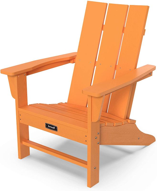 Photo 1 of Adirondack Chair Contemporary Patio Adirondack Chair with Modern Back Outdoor Chairs Painted Weather Resistant- Orange

