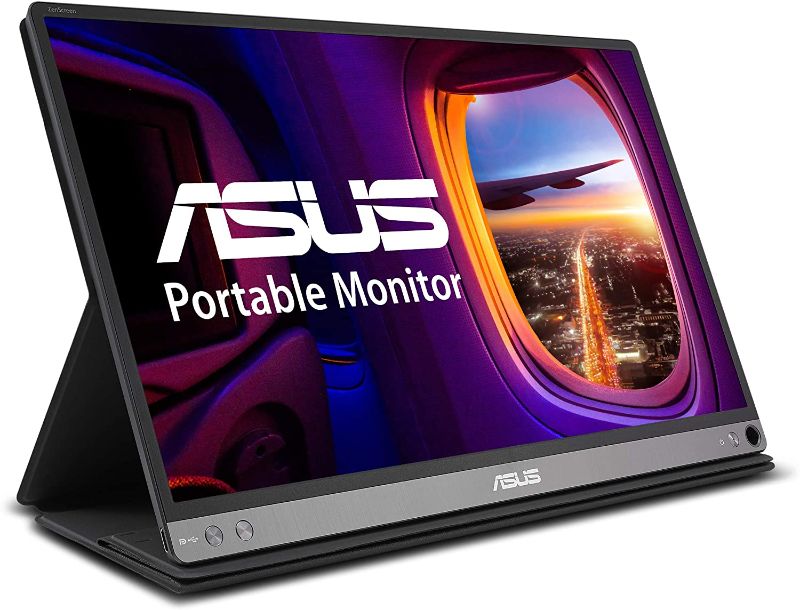 Photo 1 of ASUS ZenScreen 15.6" 1080P Portable Monitor (MB16AC) - Full HD, IPS, Eye Care, Foldable Smart Case, Ultra-slim, Lightweight, USB-C Power Delivery, For Laptop, PC, Phone, Console , Black
