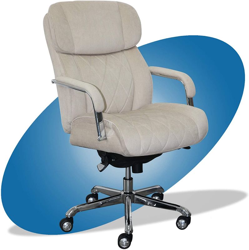 Photo 1 of La-Z-Boy Sutherland Quilted Leather Executive Office Chair with Padded Arms, High Back Ergonomic Desk Chair with Lumbar Support, Cream Microfiber Fabric


//UNKNOWN MISSING HARDWARE 