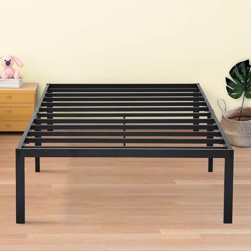 Photo 1 of 14 Inch Tall Steel Slat, Non-Slip Center Support, No Box Spring Needed, Easy Assembly, Twin XL Size Bed Frame, Black

//SIMILAR TO REFERENCE PHOTO 