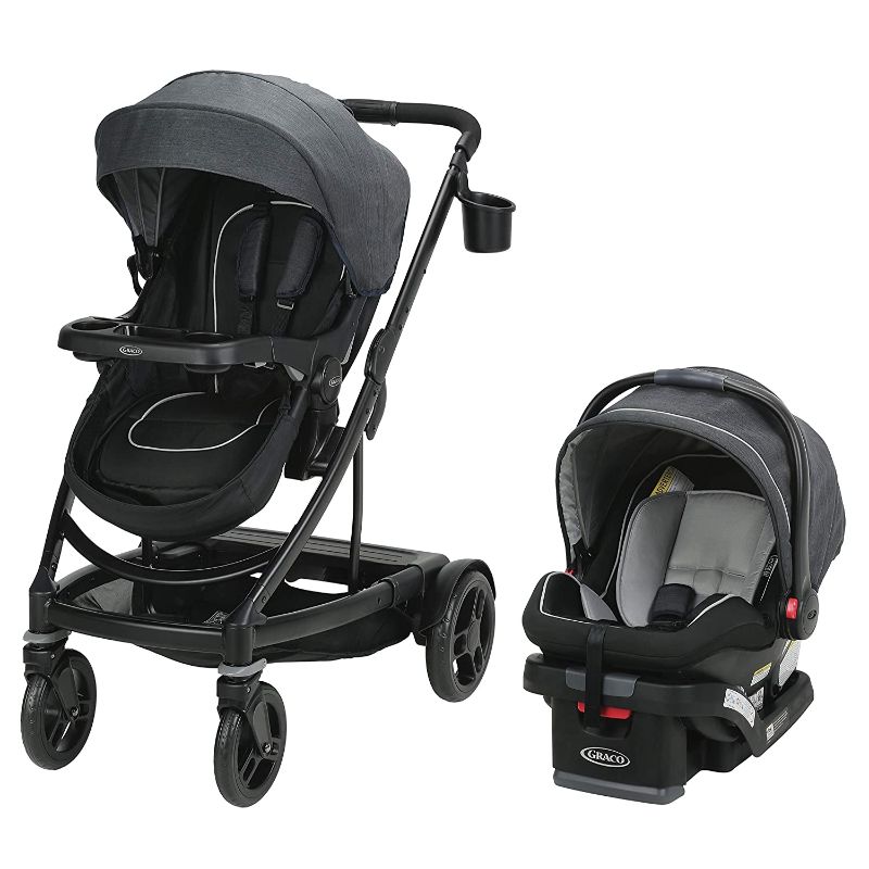 Photo 1 of Graco Uno2Duo Travel System | Includes UNO2DUO Stroller and SnugRide SnugLock35 Infant Car Seat, Goes from Single to Double Stroller, Reece
