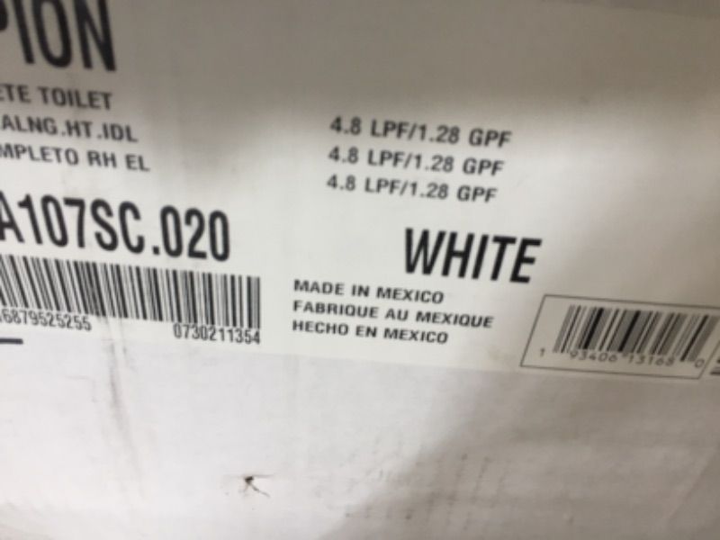 Photo 1 of Champion Tall Height  High-Efficiency 1.28 GPF Single Flush Elongated Toilet
*****ITEM PARTS ONLY ***
*****SOLD AS-IS****
***NO REFUNDS**NO RETURNS***

BOTTON ONLY 