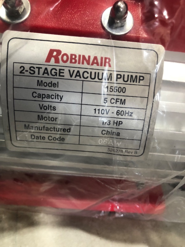 Photo 1 of Robinair 15500 - VacuMaster 5 CFM Vacuum Pump
