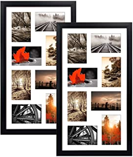 Photo 1 of QUTREY 4x6 Black Collage Picture Frames Set of 2, 8 Openings Matted Collage Frame for 4x6