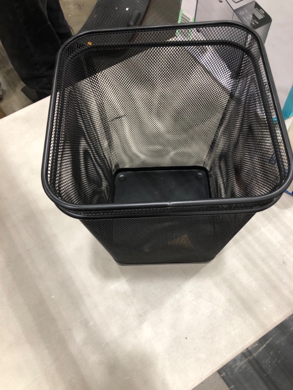 Photo 2 of Greenco Mesh Wastebasket Trash Can, Square, 6 Gallon, Black, 2 Pack