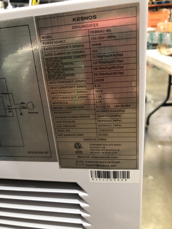 Photo 2 of 234 Pint Commercial Dehumidifier for Space up to 8000 Sq. Ft (Model: PD900AC-90L)
