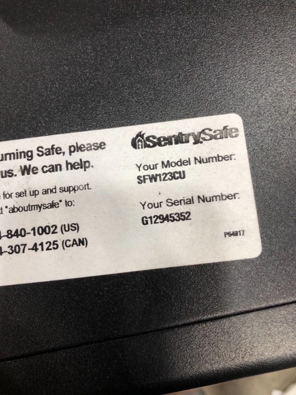 Photo 2 of ** NON FUNCTIONAL/ MISSING COMBO***
SentrySafe SFW123CU Fireproof Waterproof Safe with Dial Combination, 1.23 Cubic Feet, Black
