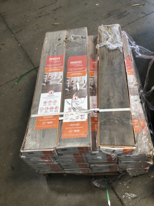 Photo 6 of ****SOLD AS WHOLE PALLET ONLY*** **19 CASES**
 Pergo Outlast+ Waterproof Grey Optimus Pine 10 mm T x 7.48 in. W x 47.24 in. L Laminate Flooring (19.63 Sq. ft. / CASE) 