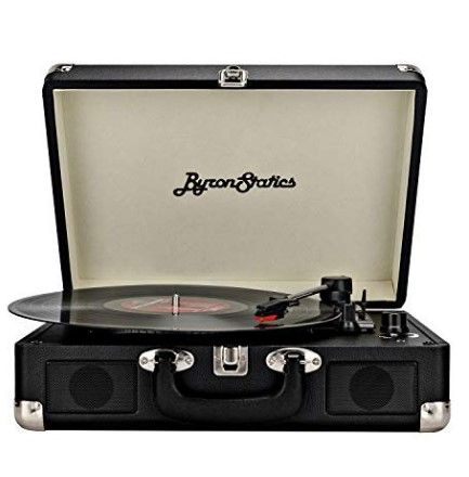 Photo 1 of Byron Statics Record Player Vinyl Vintage Turntable Portable Nostalgic 3-Speed 2 Stereo Speakers Replacement Needle 9V 0.8A D
