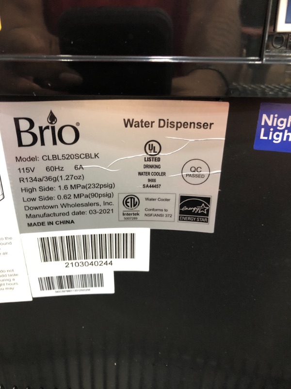 Photo 3 of Brio Self Cleaning Bottom Loading Water Cooler Water Dispenser – Black Stainless Steel - 3 Temperature Settings - Hot, Room & Cold Water - UL/Energy Star Approved
